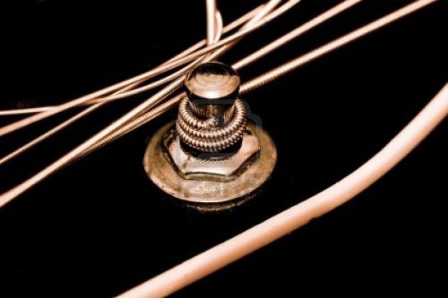 acoustic guitar string close up